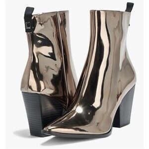 NEW Karl Lagerfeld Keslyn Western Boo Pewter Pointed Boots Shoes size 6.5 EU 37